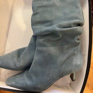 Angel Alarcon blue suede boots- kitten heel calf boots 40